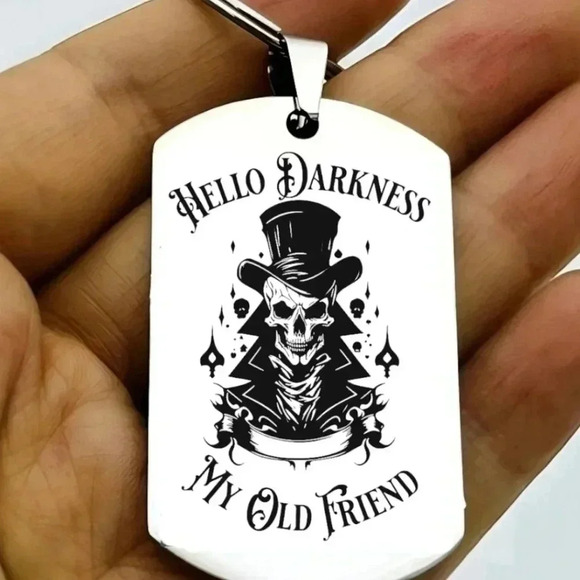 Hello darkness my old friend horror art skull Keychain - Picture 1 of 1